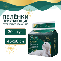 BONITAPET пеленки для животных приучающие супервпитывающие, 45x60 см - 30 шт