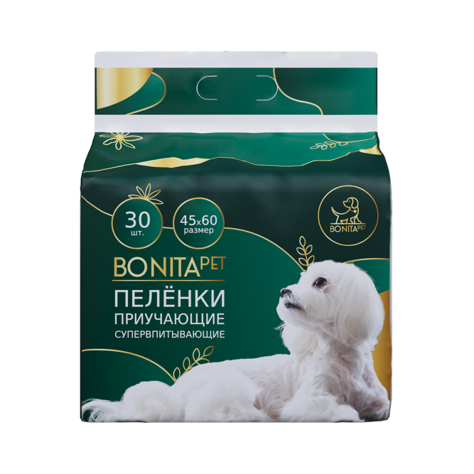 BONITAPET пеленки для животных приучающие супервпитывающие, 45x60 см - 30 шт