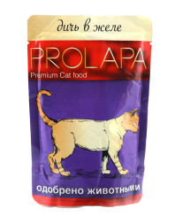 Prolapa Premium влажный корм для взрослых кошек с дичью в желе, в паучах - 100 г х 12 шт