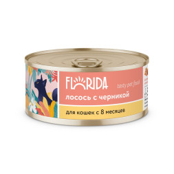 Florida консервы для взрослых кошек с лососем и черникой - 100 г x 24 шт