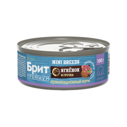 Брит Премиум Mini Breeds влажный корм для взрослых собак мелких пород с ягненком и гречкой, в консервах - 100 г х 6 шт