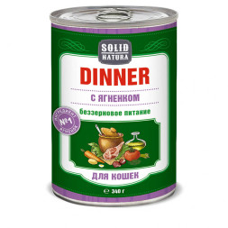 Solid Natura Dinner влажный корм для взрослых кошек с ягненком, в консервах - 340 г х 6 шт