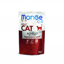 Monge Cat Grill влажный корм для взрослых кошек с новозеландским ягненком в паучах 85 г (28 шт в уп)