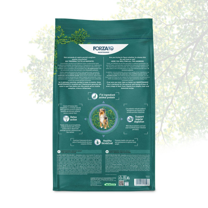 Forza10 Maintenance Dog Adult Medium сухой корм для взрослых собак средних пород с олениной и картофелем - 12 кг