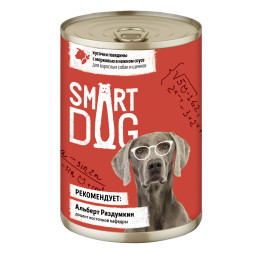 Smart Dog консервы для взрослых собак и щенков с говядиной и морковью кусочки в соусе - 400 г х 9 шт