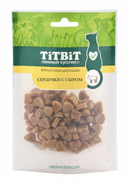 TiTBiT лакомство для кошек сердечки мягкие с сыром - 50 г