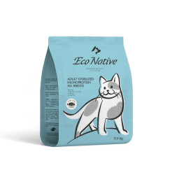 Eco Native сухой корм для стерилизованных кошек и кастрированных котов, с диким сазаном и клюквой - 500 г