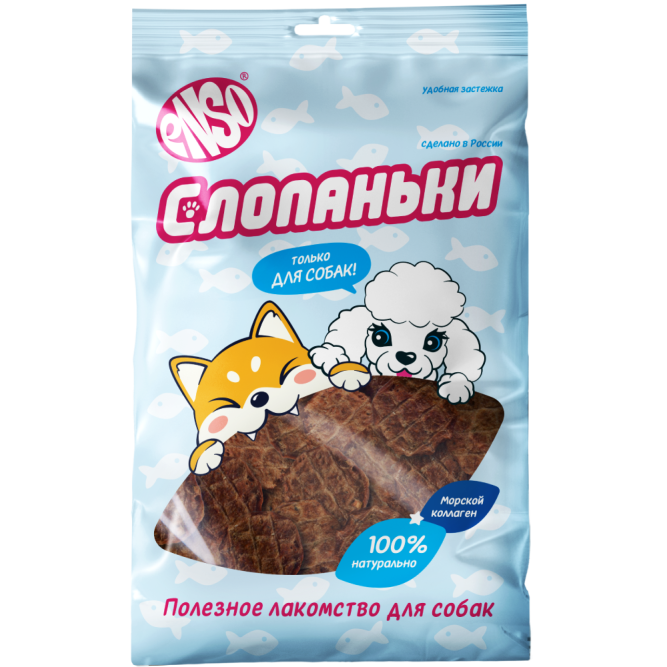 ENSO Слопаньки лакомство для собак чипсы из лосося с яблоком, размер M - 40 г