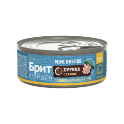 Брит Премиум Mini Breeds влажный корм для взрослых собак мелких пород с курицей и цукини, в консервах - 100 г х 6 шт