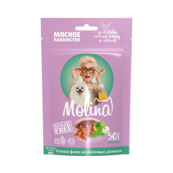 Molina лакомство для взрослых собак мелких пород и щенков "Утиное филе на яблочных дольках" - 50 г