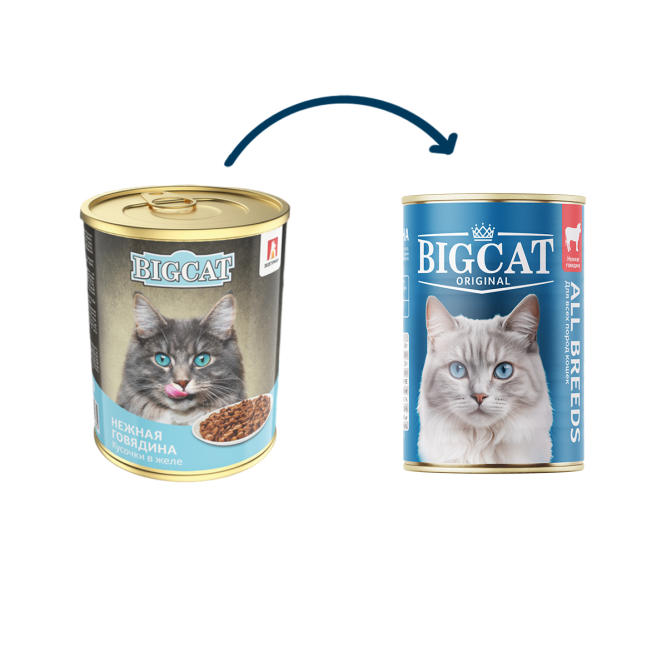 Зоогурман Big Cat влажный корм для взрослых кошек, с нежной говядиной, кусочки в желе - 350 г х 12 шт