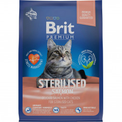 Brit Premium Cat Sterilised сухой корм для взрослых стерилизованных кошек с лососем и курицей - 400 г