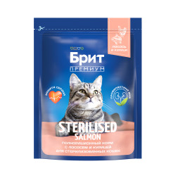Brit Premium Cat Sterilised сухой корм для взрослых стерилизованных кошек с лососем и курицей - 400 г