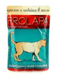 Prolapa Premium влажный корм для взрослых кошек с кроликом и индейкой в желе, в паучах - 100 г х 12 шт