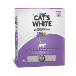 Cat's White BOX Lavender наполнитель комкующийся с ароматом лаванды - 10 л