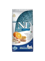 Farmina N&amp;D Ocean Dog Godfish, Spelt, Oats &amp; Orange Adult Mini сухой низкозерновой корм для взрослых собак мелких пород с треской и апельсином - 7 кг