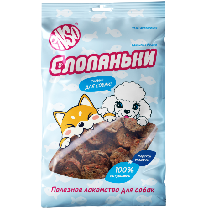 ENSO Слопаньки лакомство для собак чипсы из лосося с морковью, размер L - 40 г