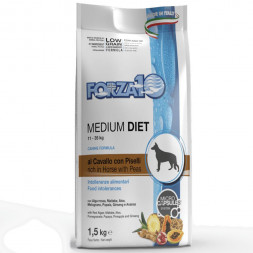 Forza10 Med Diet Low Grain Cav полнорационный диетический корм для взрослых собак средних пород из конины, гороха и риса с микрокапсулами - 1,5 кг