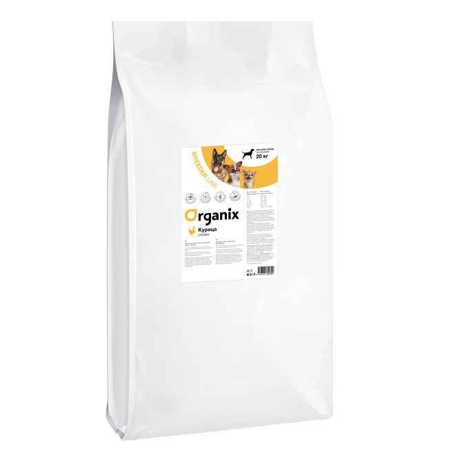 Organix Breeder сухой корм для взрослых собак средних и крупных пород, с курицей - 20 кг