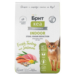 Брит Кеа Cat Indoor Stool Odour Reduction сухой корм для взрослых кошек домашнего содержания, с индейкой и лососем - 7 кг