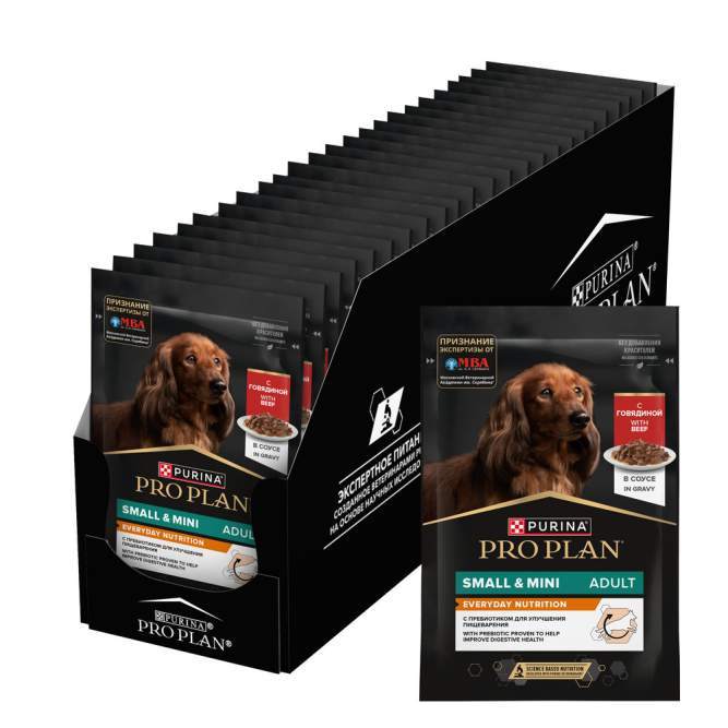 Pro Plan Adult Everyday Nutrition влажный корм для взрослых собак мелких и карликовых пород, с говядиной в соусе - 85 г x 26 шт