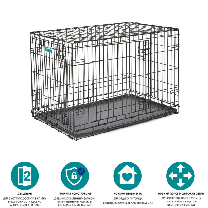 MidWest клетка iCrate 91х58х64h см 2 двери черная