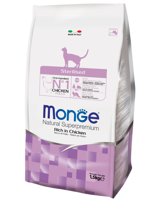 Monge Cat Sterilized сухой корм для стерилизованных кошек с курицей 1,5 кг
