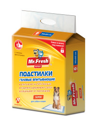 Mr.Fresh Expert Super подстилки-пеленки с повышенной впитываемостью для кошек и собак, 90 х 60 см - 6 шт