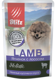 Blitz паучи для собак мелких пород с ягненком и лососем - 85 г х 24 шт