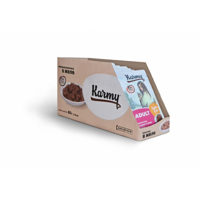 Karmy влажный корм для взрослых кошек старше 1 года c курицей в желе - 80 г х 12 шт