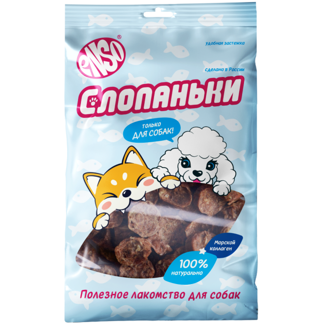 ENSO Слопаньки лакомство для собак чипсы из лосося кальцинированные, размер S - 40 г