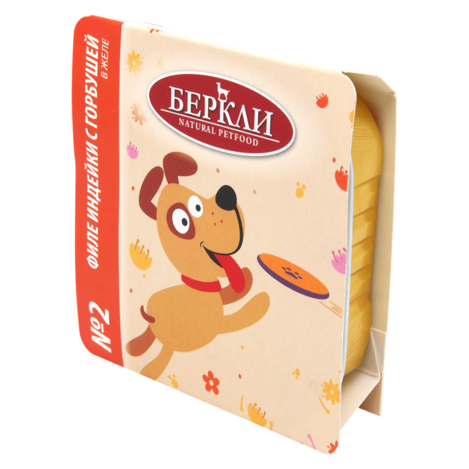 Беркли №2 влажный дополнительный корм для собак всех пород и возрастов, филе индейки с горбушей в желе, в ламистерах - 100 г х 14 шт
