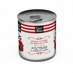Dog`s Menu влажный корм для взрослых собак ростбиф из говядины и рубца в консервах - 750 г х 9 шт
