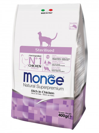 Monge Cat Sterilized сухой корм для стерилизованных кошек с курицей 400 г