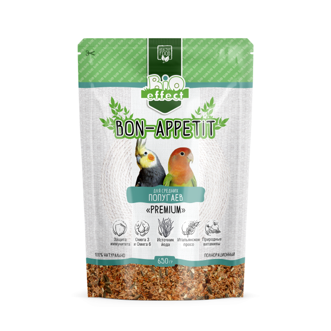 Bio Effect Bon-appetit корм для средних попугаев - 650 г