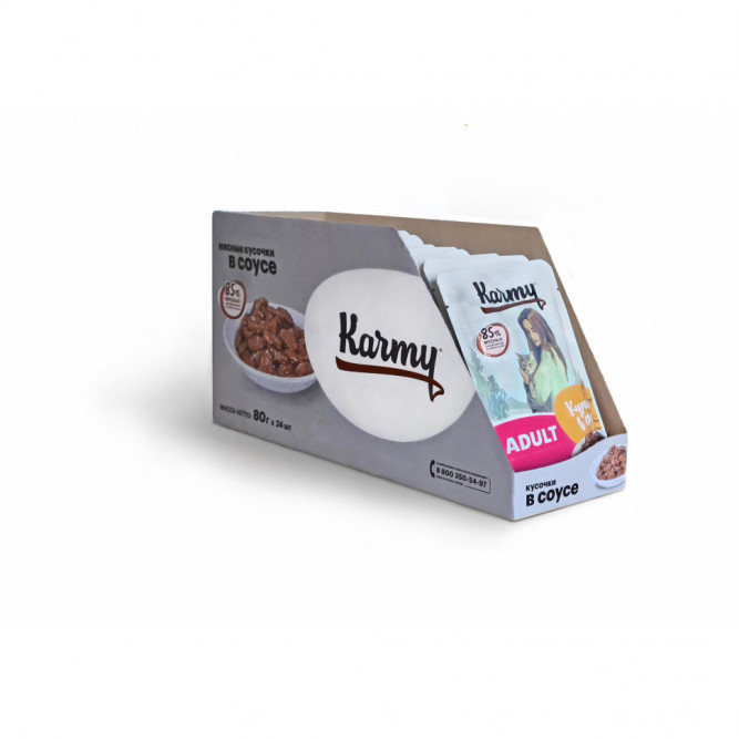 Karmy Adult влажный корм для кошек старше 1 года c курицей в соусе - 80 г х 12 шт