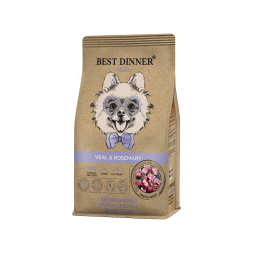 Best Dinner Holistic Adult Sensible Hypoallergenic Small & Mini Veal&Rosemary сухой корм для собак мелких пород склонных к аллергии и проблемам с пищеварением с телятиной и розмарином - 1,5 кг