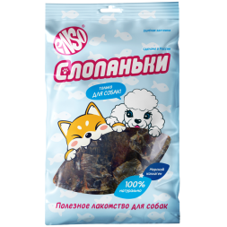 ENSO Слопаньки лакомство для собак хрустящие кубики из кожи лосося, размер M - 40 г