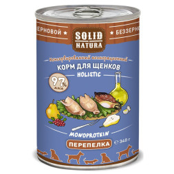 Solid Natura Holistic влажный корм для щенков с перепелкой, в консервах - 340 г х 6 шт