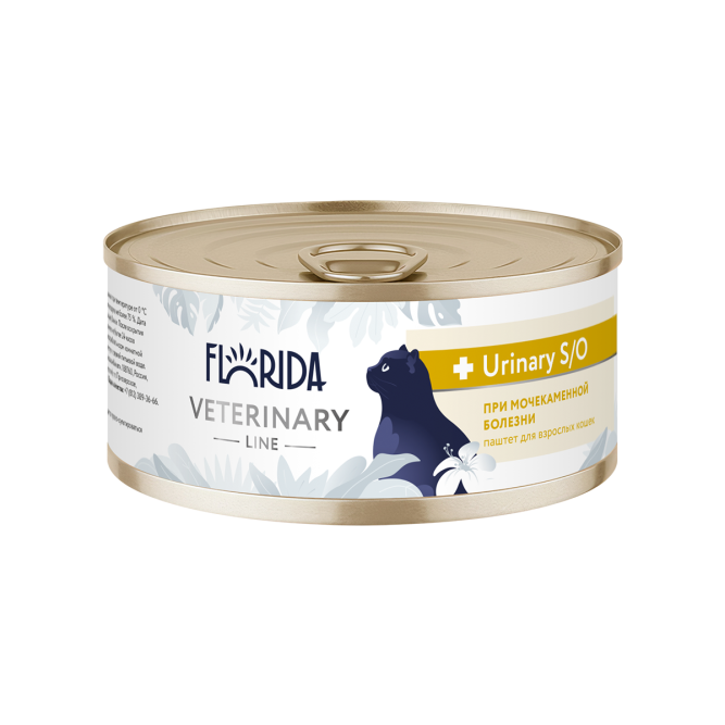 Florida Veterinary Urinary S/O влажный диетический корм для взрослых кошек при мочекаменной болезни, в консервах - 100 г х 12 шт