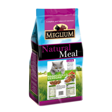 Сухой корм Meglium Adult для кошек с говядиной, курицей и овощами - 3 кг