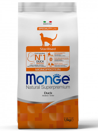 Monge Cat Monoprotein Sterilised сухой корм для стерилизованных кошек с уткой 1,5 кг