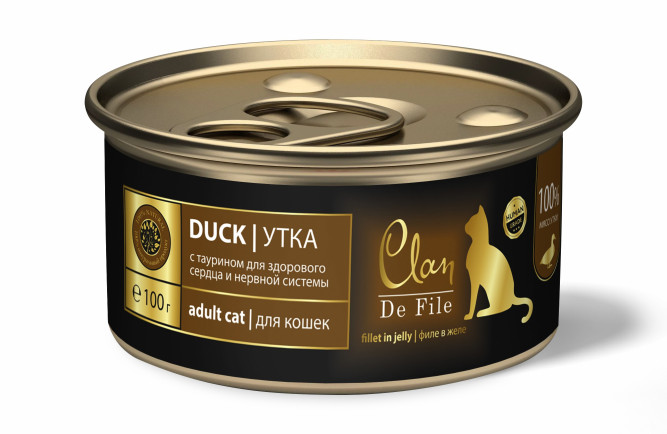 Clan De File влажный корм для взрослых кошек с уткой, в консервах - 100 г х 16 шт