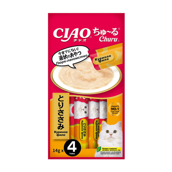 Inaba Ciao Churu лакомство-пюре для взрослых кошек с куриным филе - 14 г х 4 шт