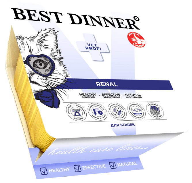 Best Dinner Vet Profi Renal влажный корм для кошек, при хронической почечной недостаточности паштет с ягненком, в ламистерах - 100 г х 14 шт