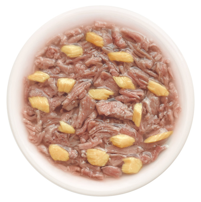 Деревенские лакомства Домашние обеды влажный корм для взрослых кошек с уткой и лососем в нежном желе, в паучах - 70 г х 12 шт