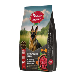 Родные корма сухой корм для взрослых собак всех пород с говядиной и овощами - 2 кг