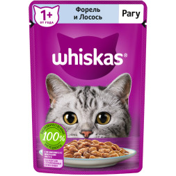 Whiskas влажный корм для взрослых кошек, рагу с форелью и лососем, в паучах - 75 г х 28 шт