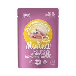 Molina влажный дополнительный корм для котят с цыпленком в желе, в паучах - 70 г х 12 шт