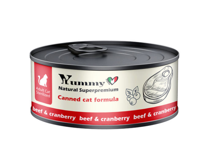 Yummy Linea влажный корм для взрослых стерилизованных кошек с говядиной - 100 г х 12 шт